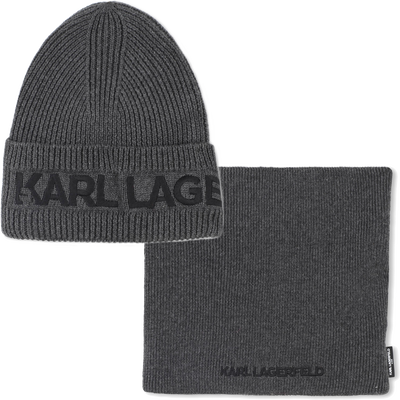 Knitted hat + neck warmer set KARL LAGERFELD KIDS BOY