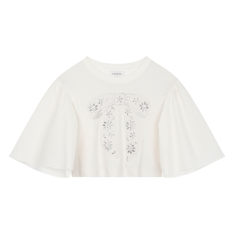 Bow detail Rhinestone T-shirt