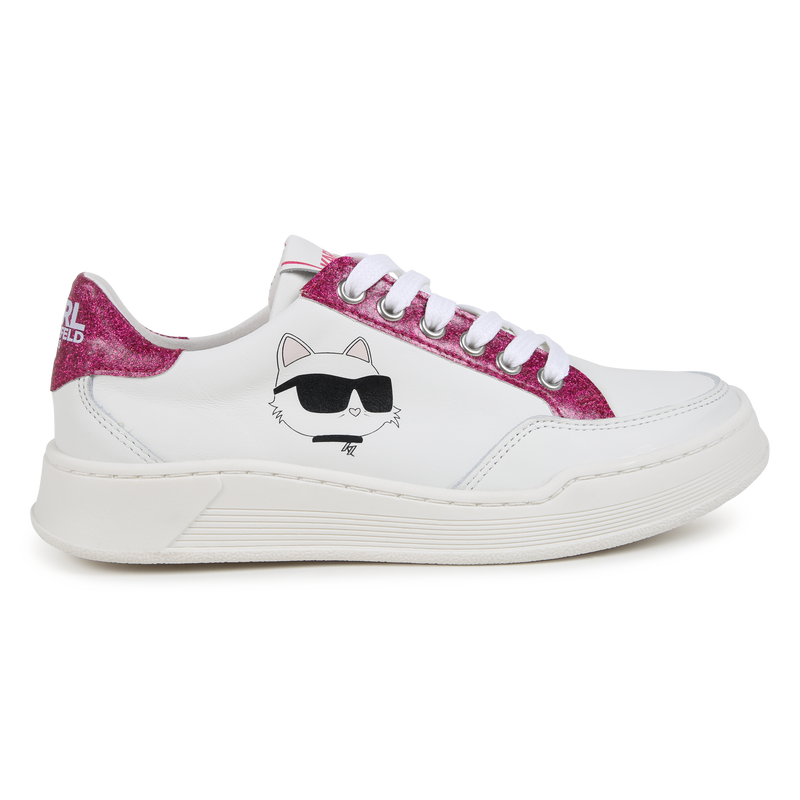Leather Lace-Up Sneakers KARL LAGERFELD KIDS 
                        GIRL