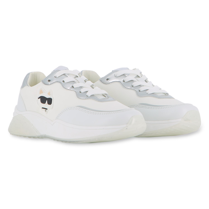 Lace-up sneakers with badge KARL LAGERFELD KIDS 
                        GIRL