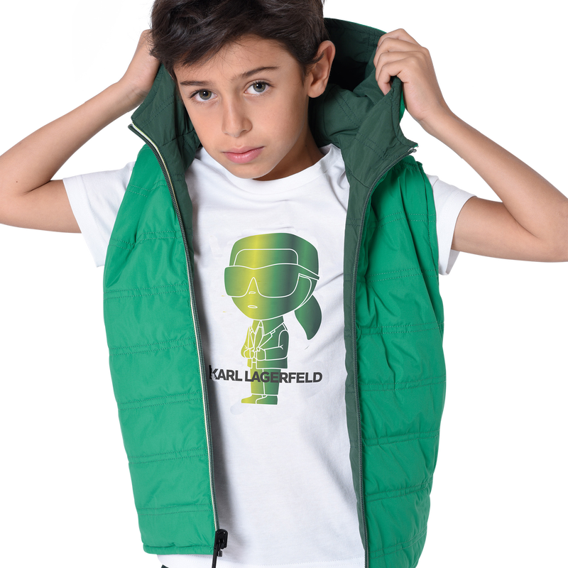 Reversible hooded puffer vest KARL LAGERFELD KIDS 
                    BOY