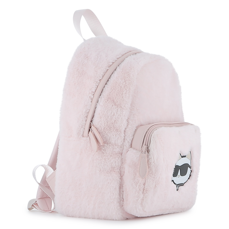 Small backpack made of fluffy fleece KARL LAGERFELD KIDS 
                    GIRL