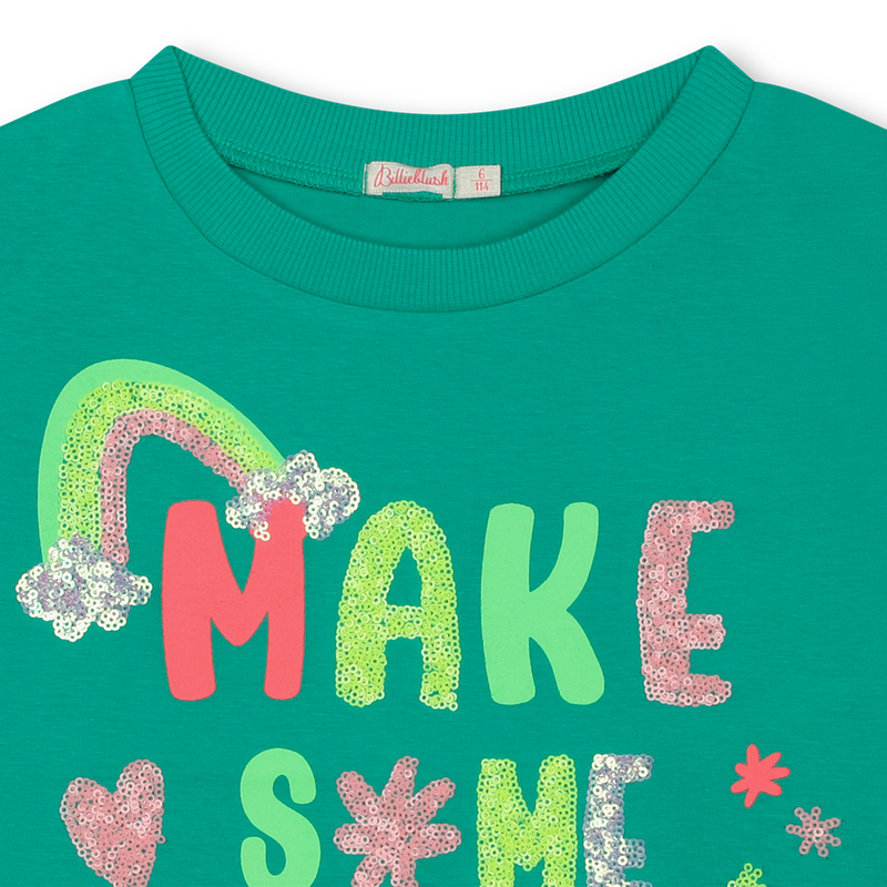 Sequin slogan shop t shirt