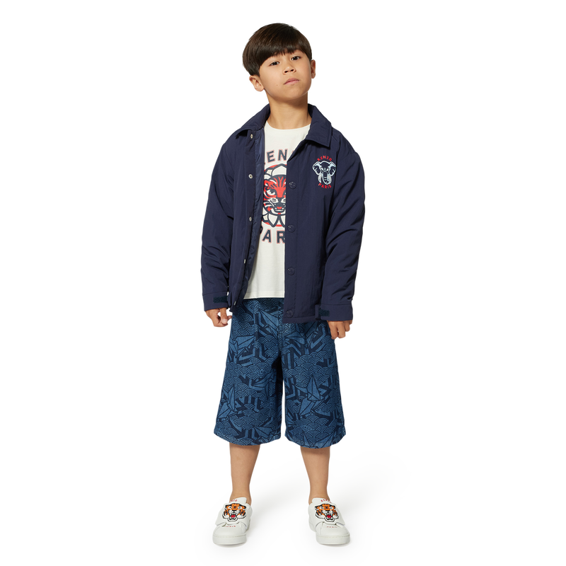 Printed denim Bermuda shorts KENZO KIDS 
                    BOY
