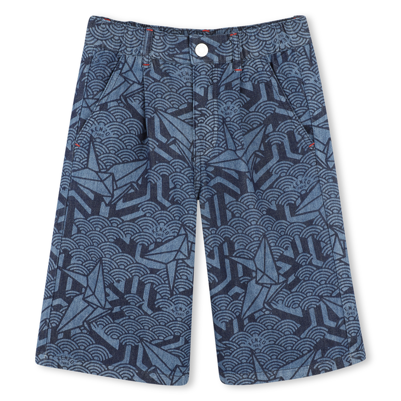 Printed denim Bermuda shorts KENZO KIDS 
                    BOY