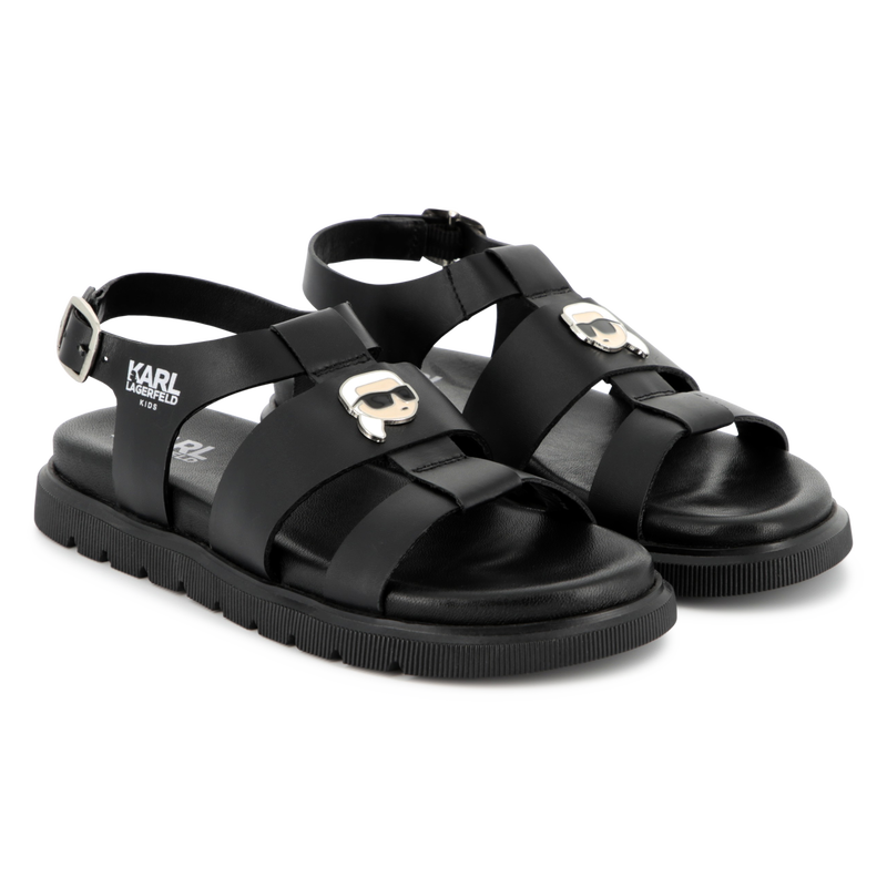 Buckled leather sandals KARL LAGERFELD KIDS 
                        GIRL