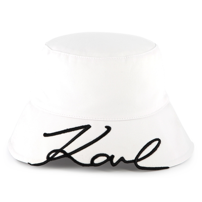 Embroidered cotton bucket hat KARL LAGERFELD KIDS GIRL
