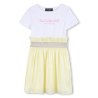 Bi-Material Short-Sleeved Dress KARL LAGERFELD KIDS 
                    GIRL
