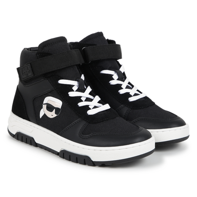 High-Top Leather Sneakers KARL LAGERFELD KIDS BOY