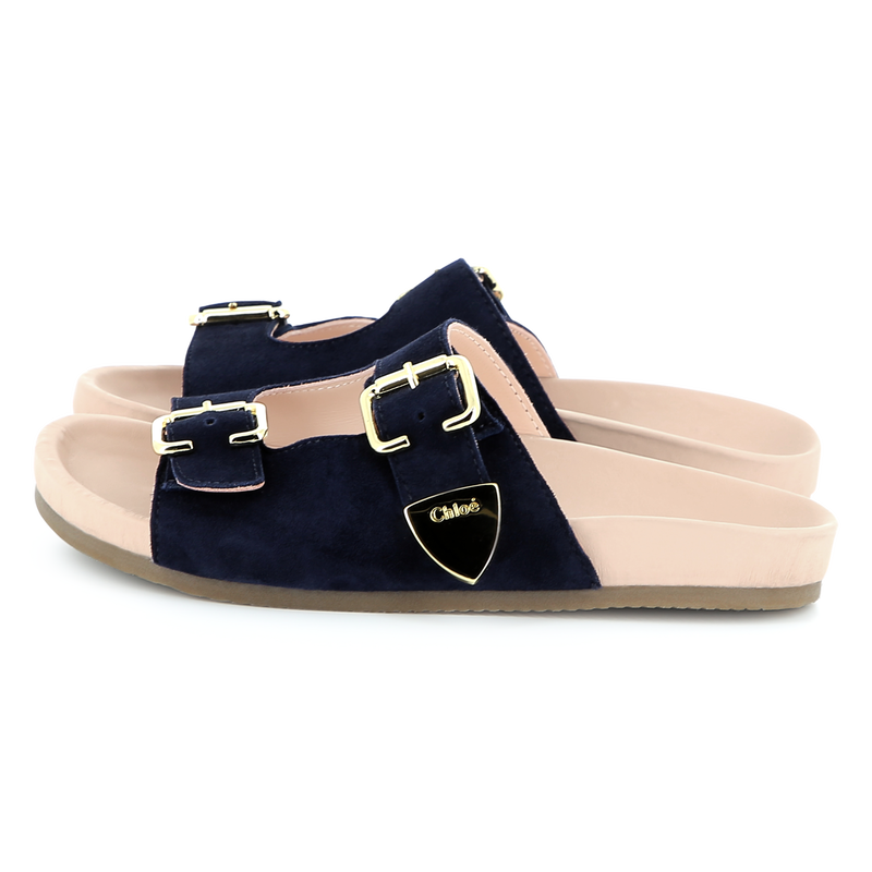 Buckled leather slides CHLOE 
                    GIRL