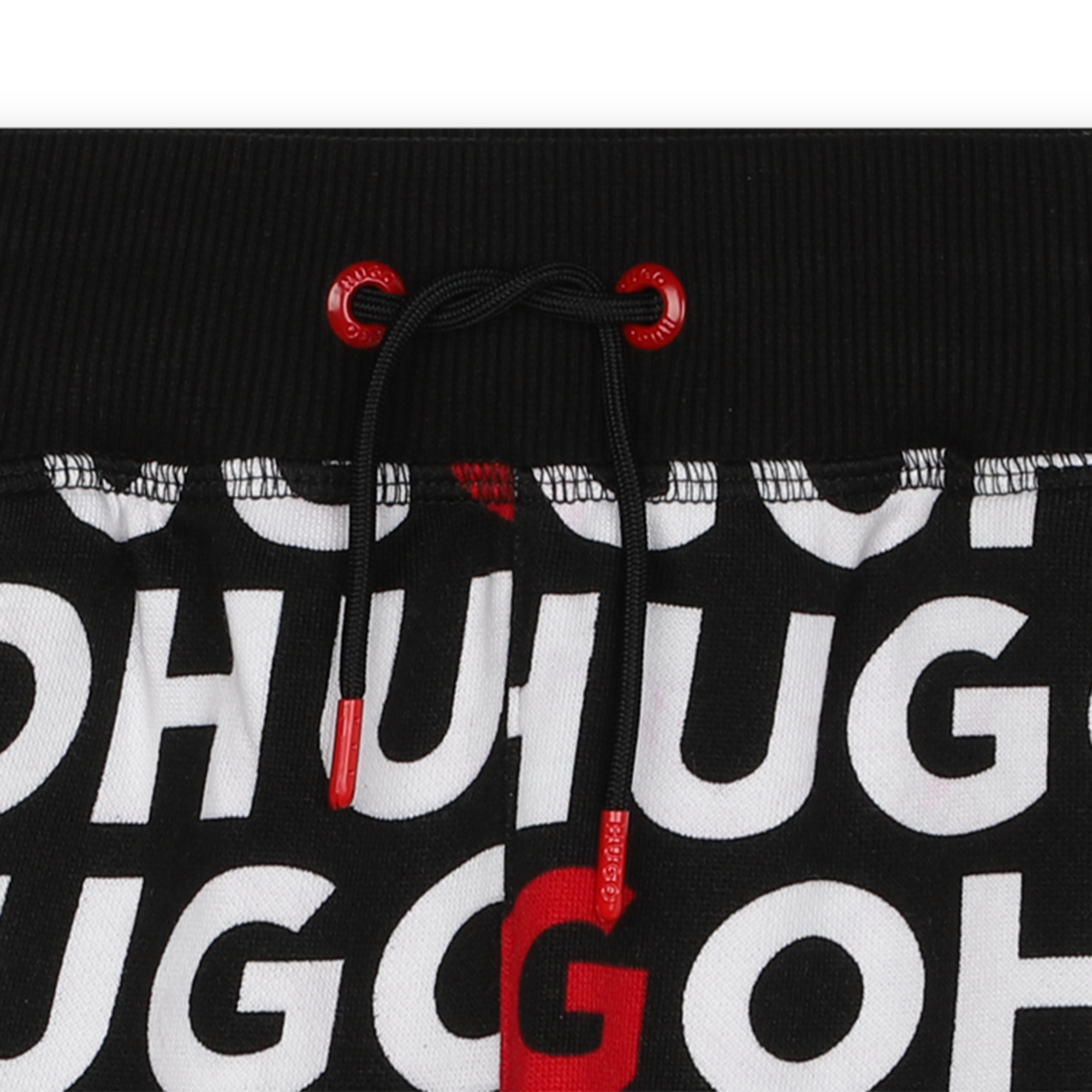 HUGO KIDS monogram-print drawstring Bermuda shorts - Black