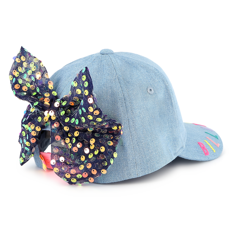 Denim baseball cap with bow