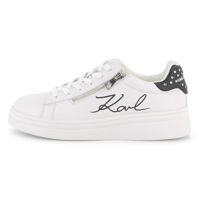 Cowhide Leather Sneakers KARL LAGERFELD KIDS GIRL