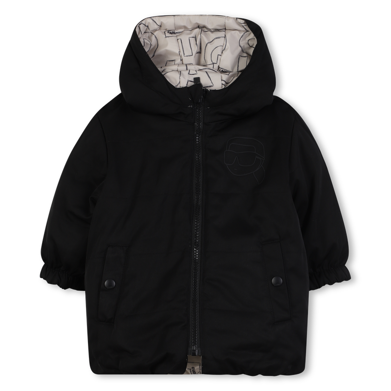 Reversible hooded down jacket KARL LAGERFELD KIDS 
                    BOY