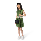 Pleated Short-Sleeved Dress, DILL, hi-res