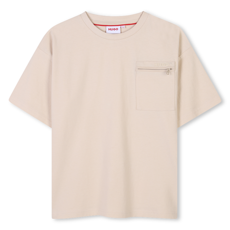 Zip-up pocket cotton T-shirt HUGO 
                    BOY