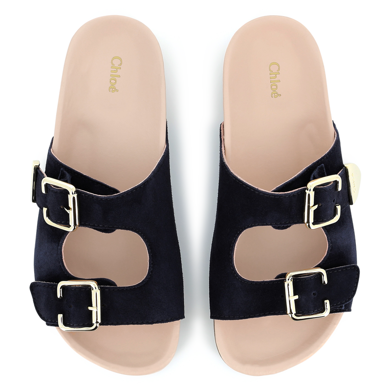 Buckled leather slides CHLOE 
                    GIRL