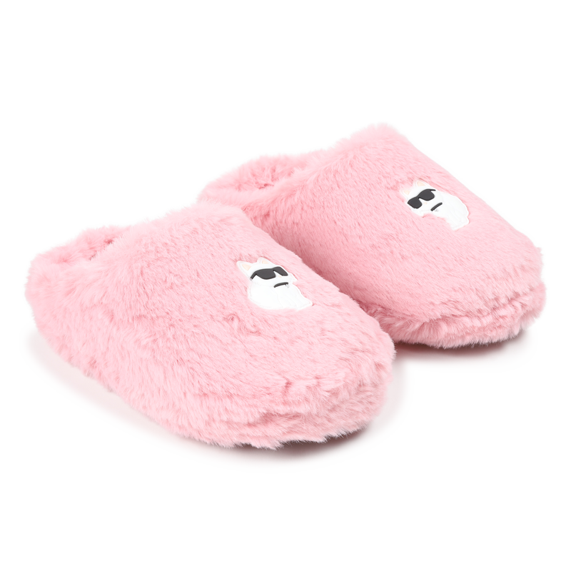 Fluffy fleece slippers KARL LAGERFELD KIDS 
                    GIRL