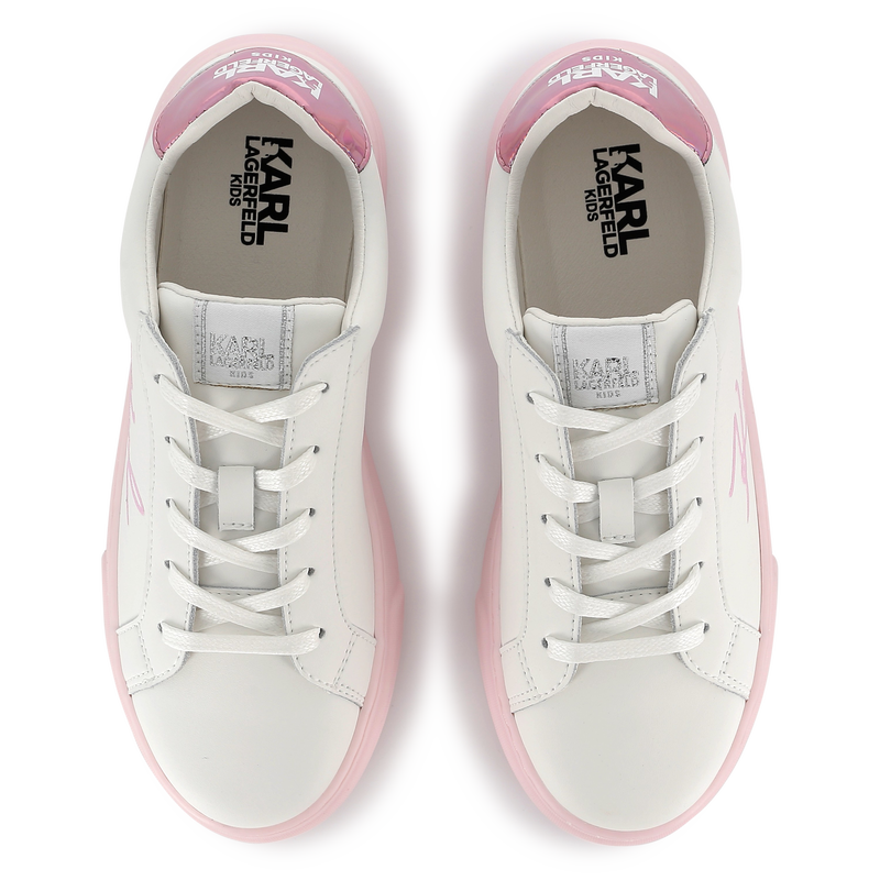 Lace-up leather sneakers KARL LAGERFELD KIDS 
                        GIRL