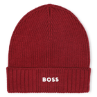 Knitted hat with logo, DARK RED, hi-res