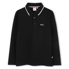 Long-sleeved polo shirt, BLACK, hi-res