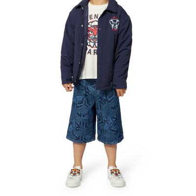 Printed denim Bermuda shorts KENZO KIDS BOY
