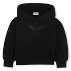 Dropped shoulder hoodie, BLACK, hi-res