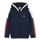Hooded cardigan, NAVY, hi-res