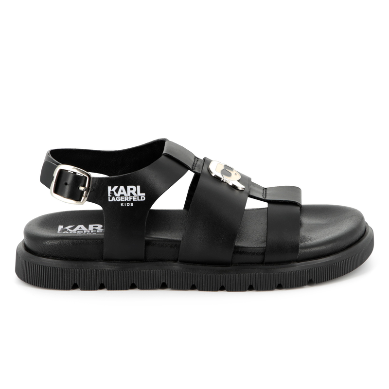 Buckled leather sandals KARL LAGERFELD KIDS 
                        GIRL