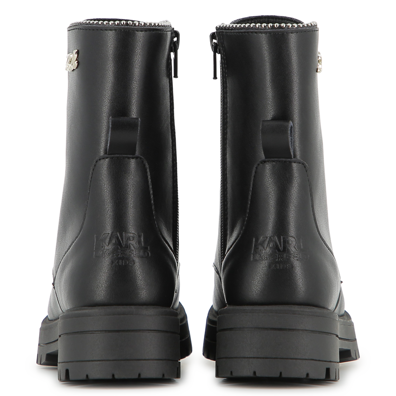 Mid-calf lace-up boot in cowhide leather KARL LAGERFELD KIDS 
                    GIRL