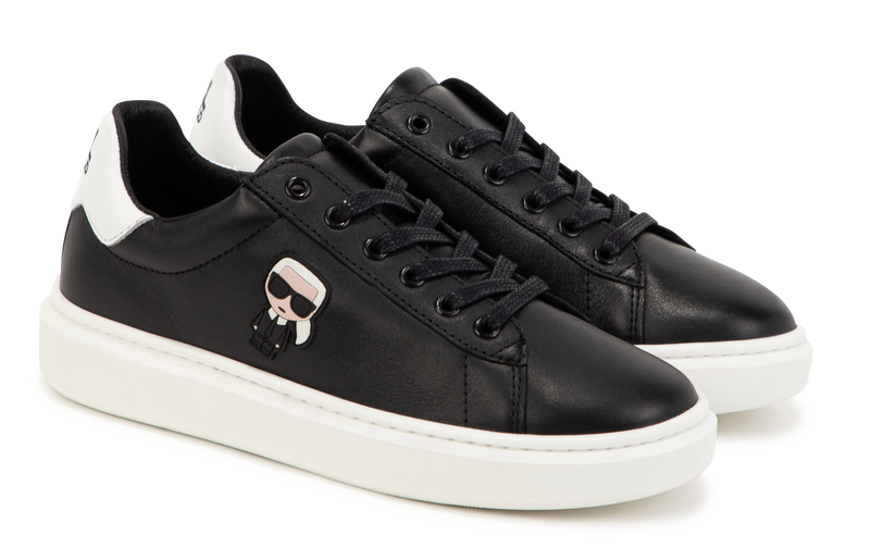Laced leather low-top sneakers