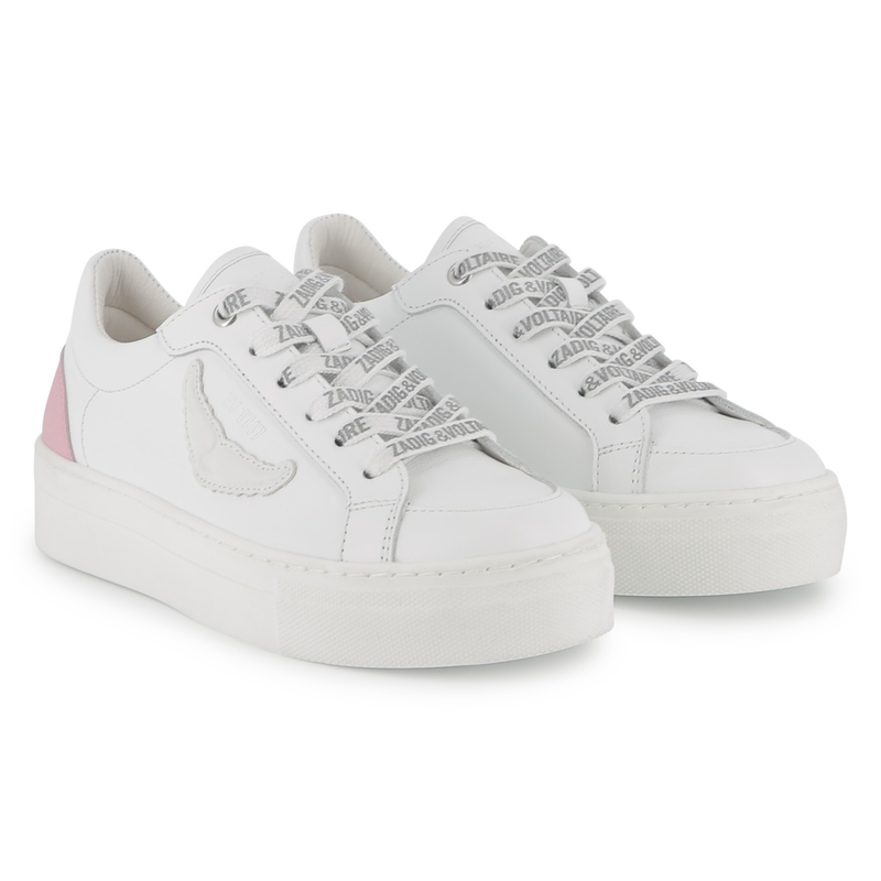 Lace-up leather trainers