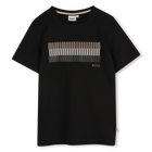 Short-sleeved cotton T-shirt, BLACK, hi-res