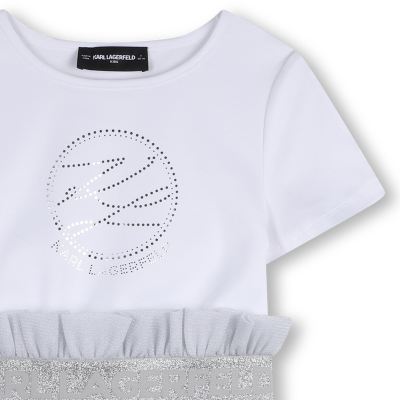 Bi-Material Short-Sleeved Dress KARL LAGERFELD KIDS 
                        GIRL