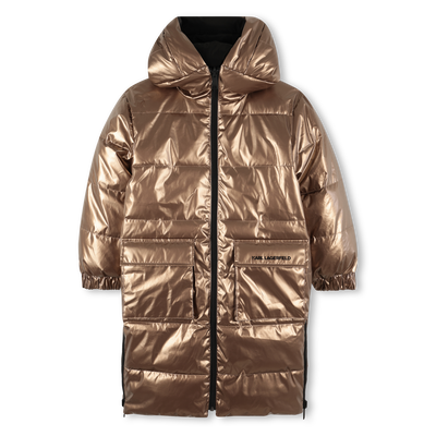 Long reversible down jacket KARL LAGERFELD KIDS GIRL