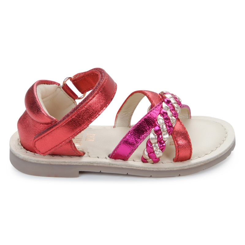 Leather hook-and-loop sandals