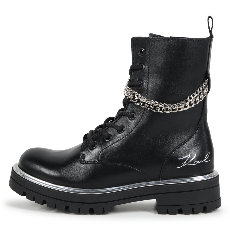 Leather Chain Ankle Boots KARL LAGERFELD KIDS 
                        GIRL