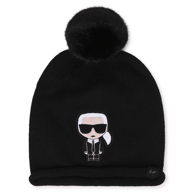 Pom-pom beanie KARL LAGERFELD KIDS 
                        GIRL