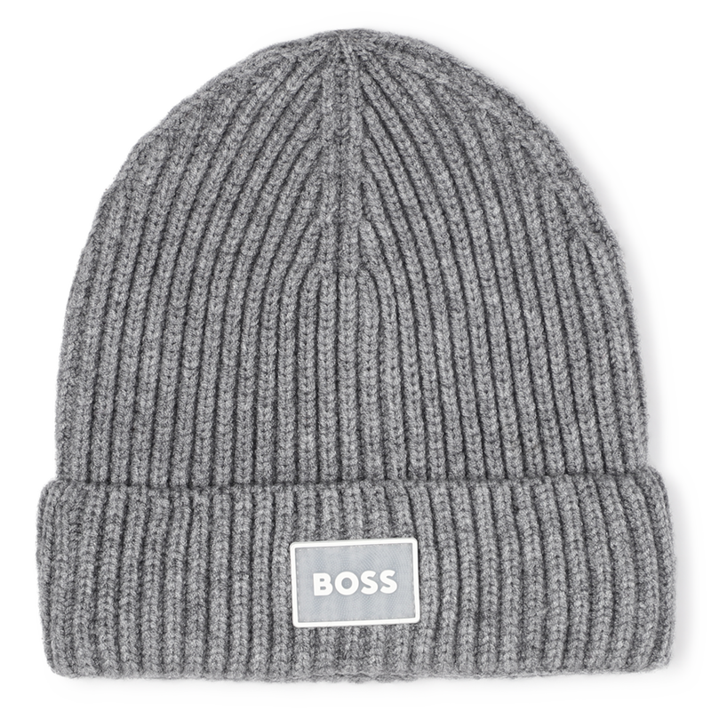 Knitted hat with badge BOSS 
                        BOY