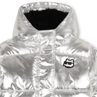 Silver hooded down jacket KARL LAGERFELD KIDS 
                    GIRL