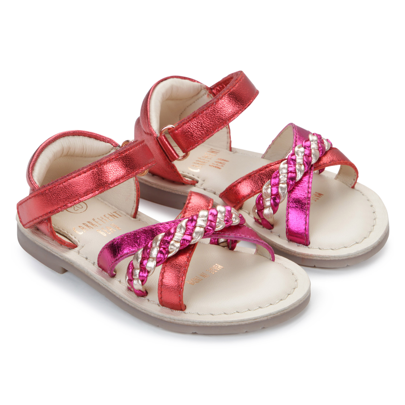 Leather hook-and-loop sandals