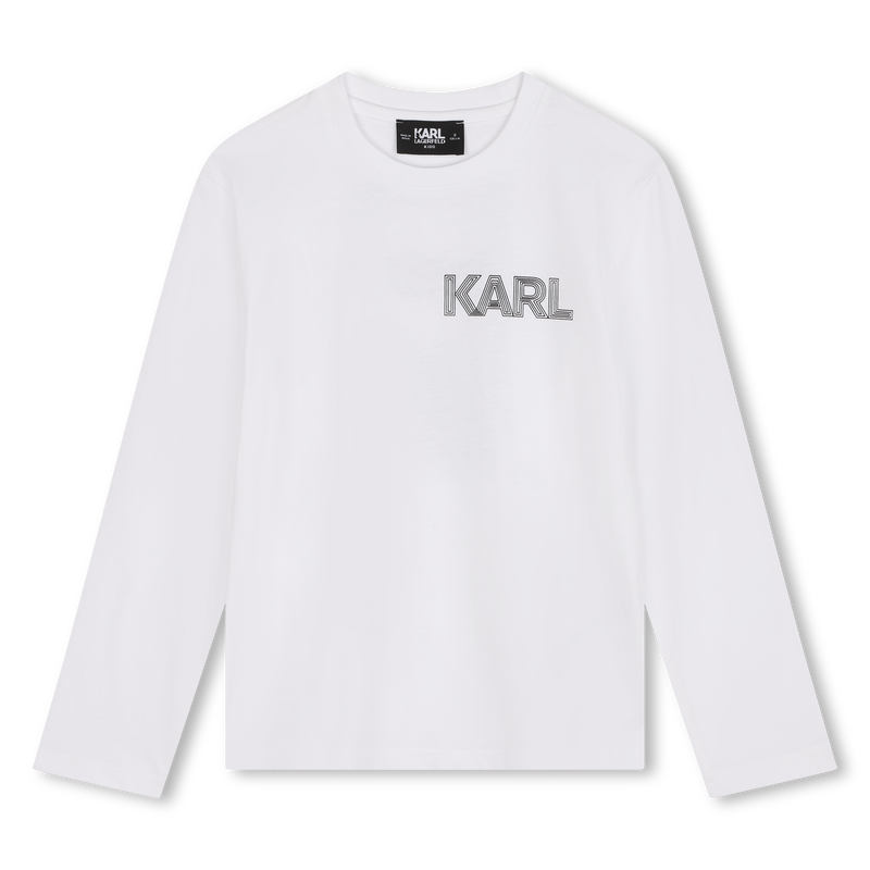 Long-Sleeved Cotton T-Shirt KARL LAGERFELD KIDS 
                        BOY