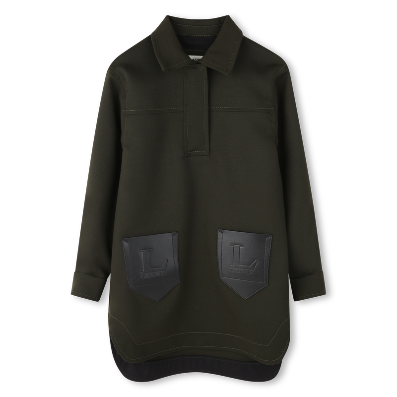 Embroidered printed dress with logo LANVIN 
                        GIRL