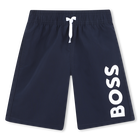 Peach-skin swimming trunks, NAVY, hi-res