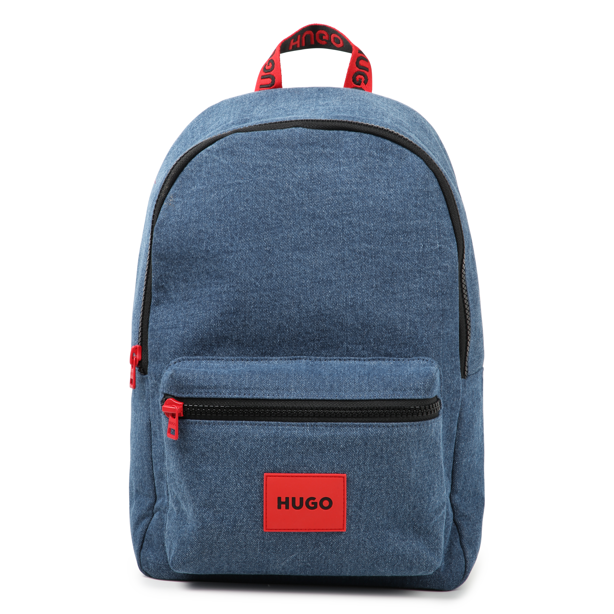バッグ HUGO Kambat backpack HUGO - Faux-leather backpack with stacked-logo pattern - Black